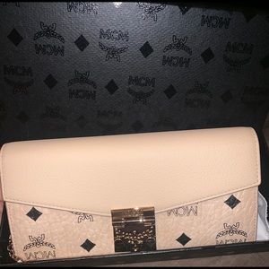 MCM Brand New Beige Flip Wallet Side Purse